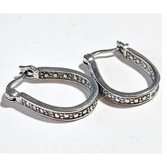 925 Sterling Silver Diamond Accent Inside Outside Drop Earrings Robert Seemann - Picture 4 of 8